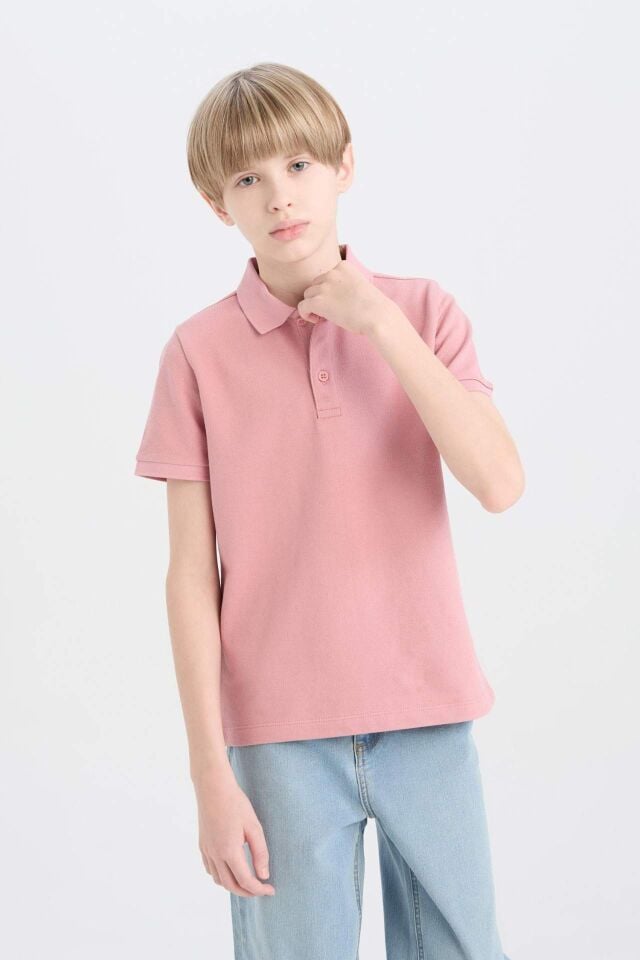 Erkek Çocuk Basic Düz Kısa Kollu Polo Tişört 13/14 Yaş