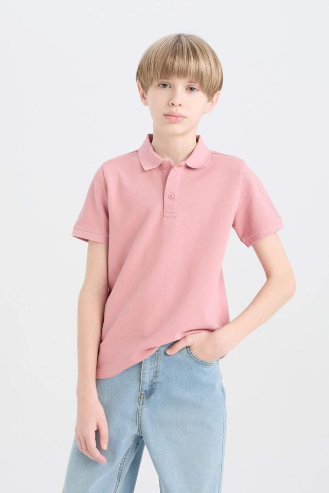 Erkek Çocuk Basic Düz Kısa Kollu Polo Tişört 13/14 Yaş