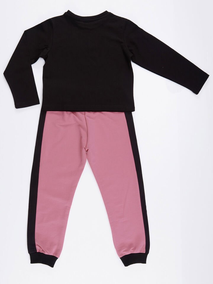 Rock And Bunny Kız Çocuk T-shirt Pantolon Takım 3 Y - Siyah, Pembe