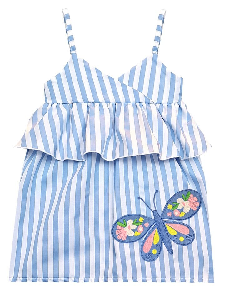 Çizgili Kelebek Kız Çocuk Elbise