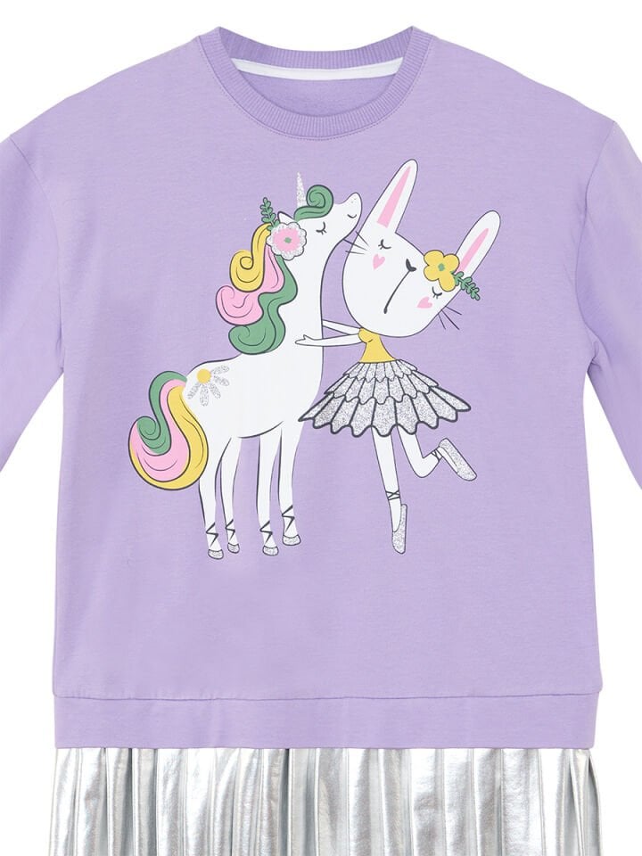 Balerin Unicorn Kız Çocuk Pileli Elbise