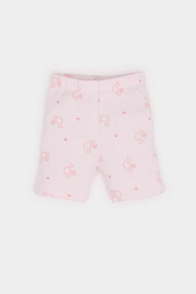 Kız Bebek Barbie Pijama Takımı Kısa Kollu Fitilli Kaşkorse Üst Beli Lastikli Şort