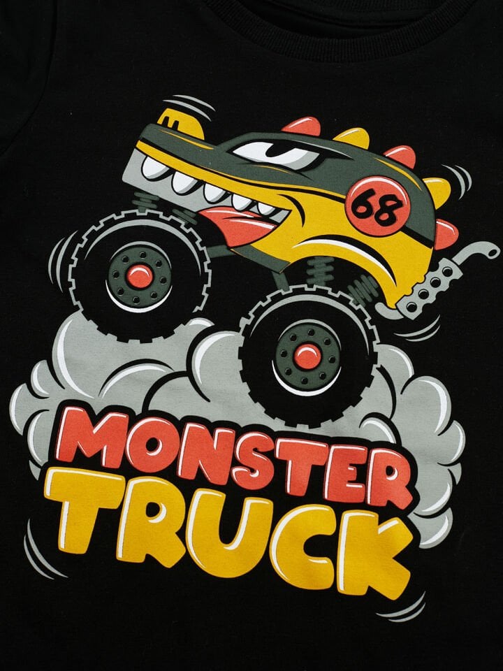 Truck Kamuflaj Erkek Çocuk T-shirt Pantolon Takım 4 Y - Haki&Siyah