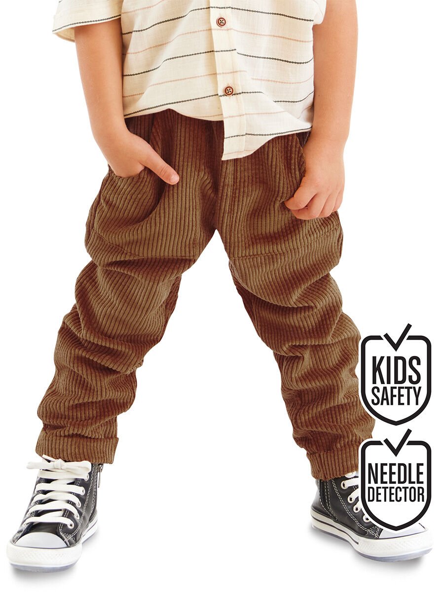 Fitilli Kadife Hardal Erkek Çocuk Pantolon