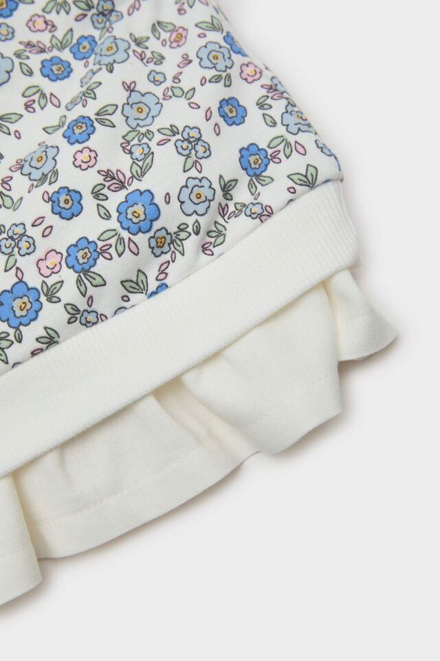 Kız Bebek 2'li Takım Çiçekli Sweatshirt Beli Lastikli Tayt