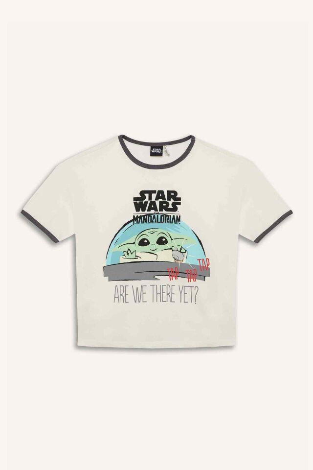 Kız Çocuk Star Wars-Mandalorian Relax Fit Bisiklet Yaka Ribana Kısa Kollu Tişört