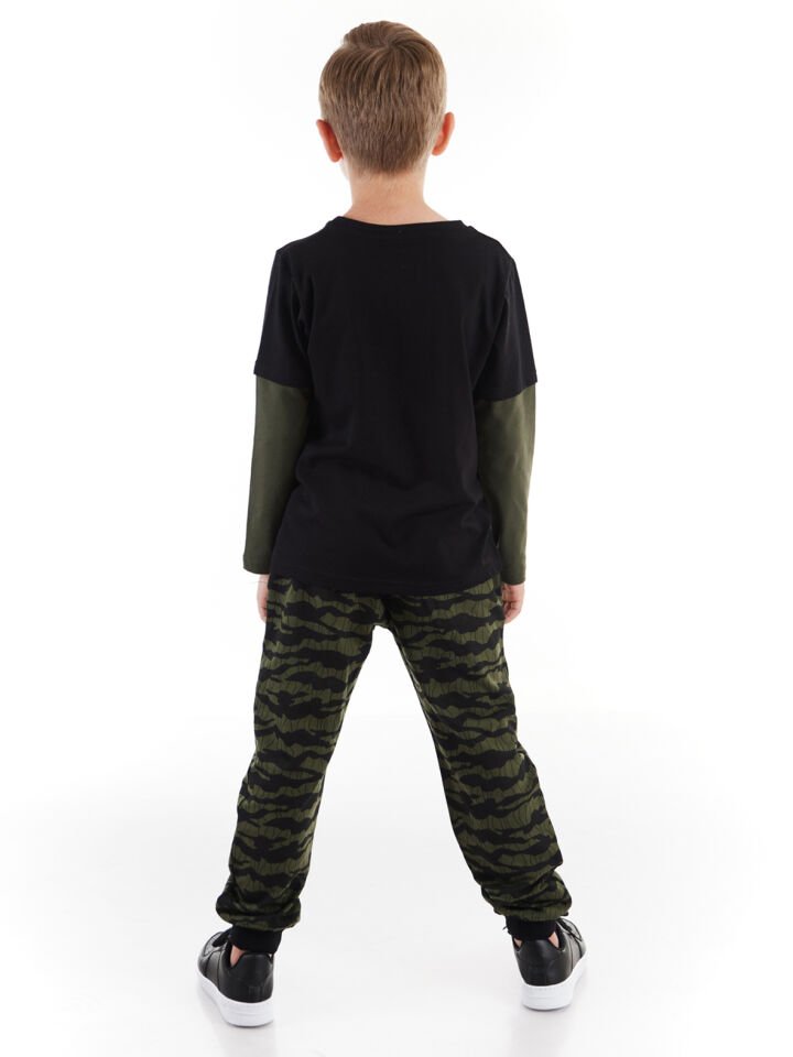 Truck Kamuflaj Erkek Çocuk T-shirt Pantolon Takım 5 Y - Haki&Siyah