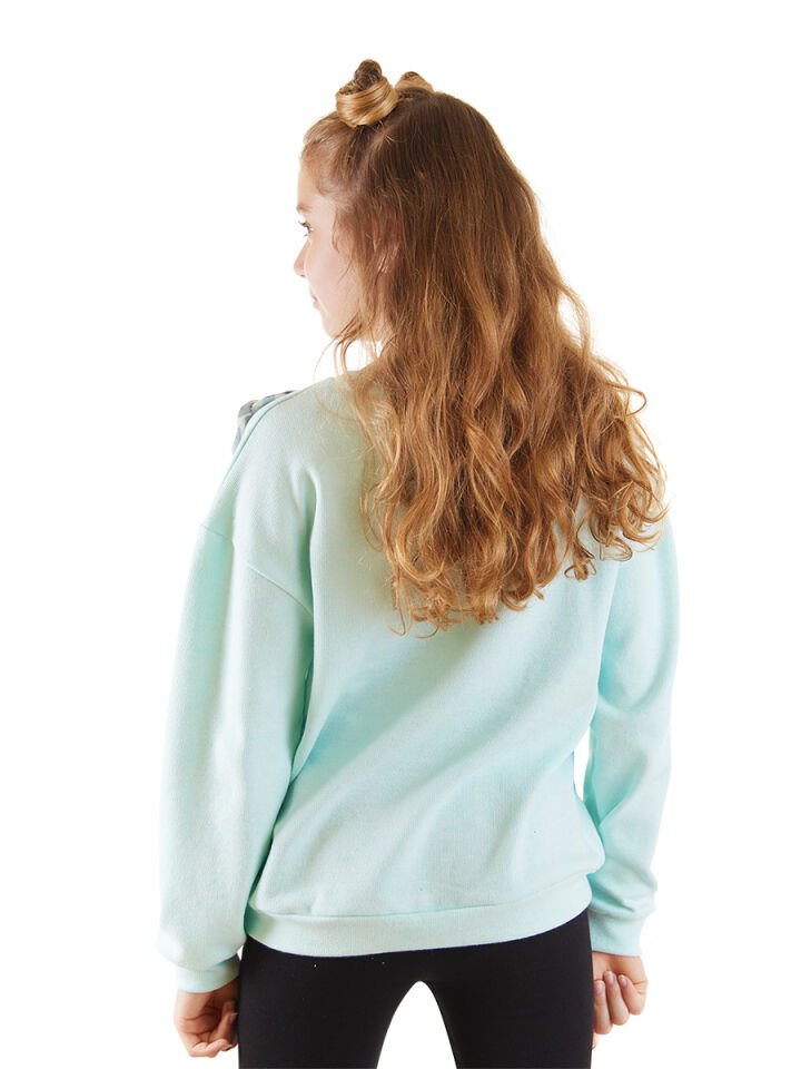Çiçekler Kız Çocuk Mint Sweatshirt
