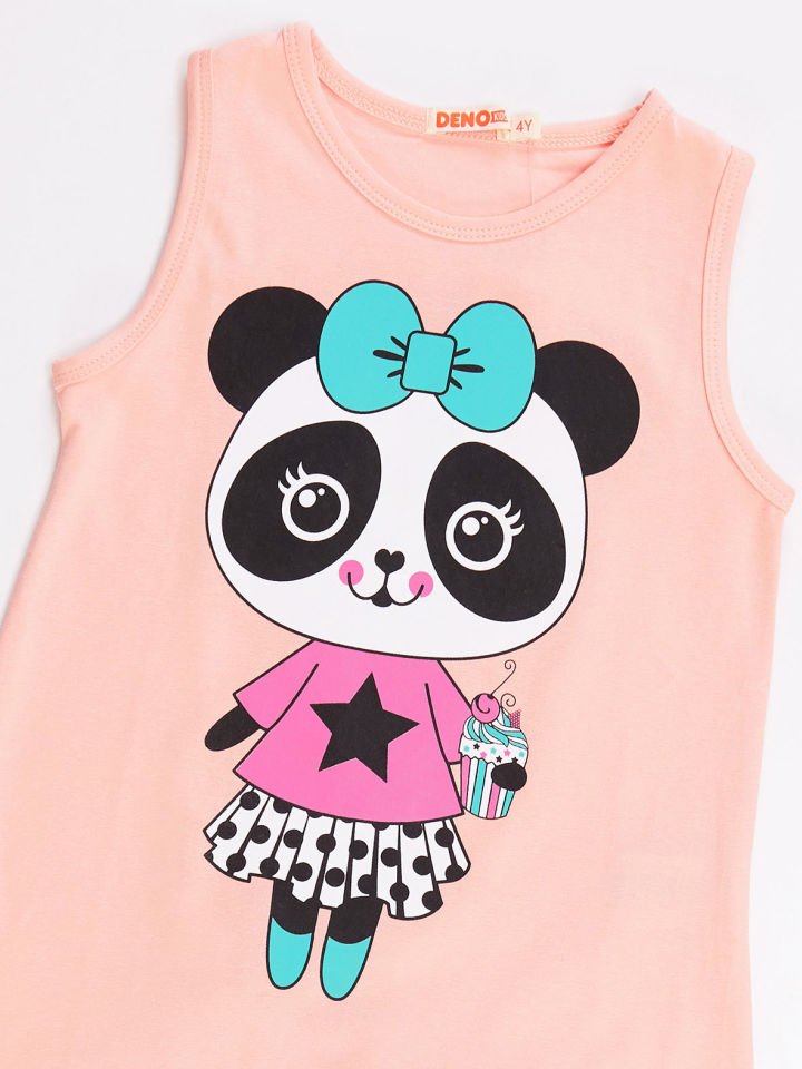 Panda Star Kız Çocuk T-shirt Tayt Takım 4 Y - Pembe, Mavi