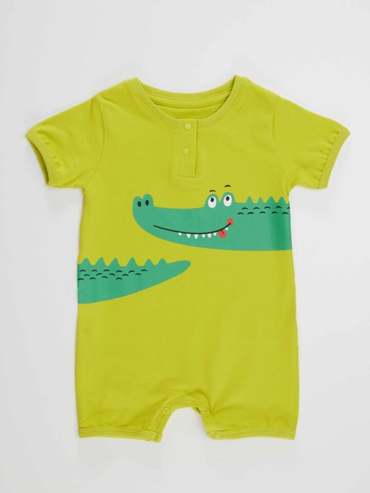 Timsah Erkek Bebek Pamuklu Yazlık Yeşil Tulum 18-24 M - Yeşil