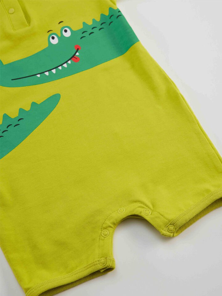 Timsah Erkek Bebek Pamuklu Yazlık Yeşil Tulum 18-24 M - Yeşil