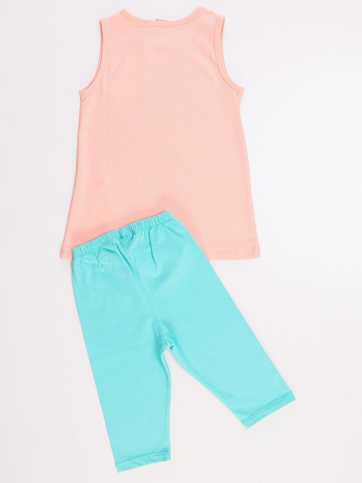 Panda Star Kız Çocuk T-shirt Tayt Takım 5 Y - Pembe, Mavi