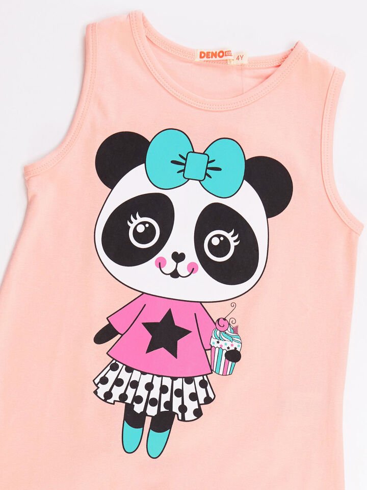 Panda Star Kız Çocuk T-shirt Tayt Takım 5 Y - Pembe, Mavi