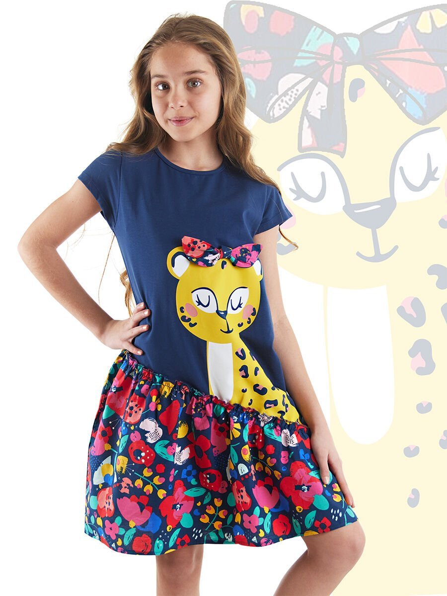 Süslü Leo Kız Çocuk Elbise