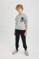 Erkek Çocuk 2'li Takım Kapüşonlu Baskılı Sweatshirt Eşofman Altı