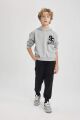 Erkek Çocuk 2'li Takım Kapüşonlu Baskılı Sweatshirt Eşofman Altı