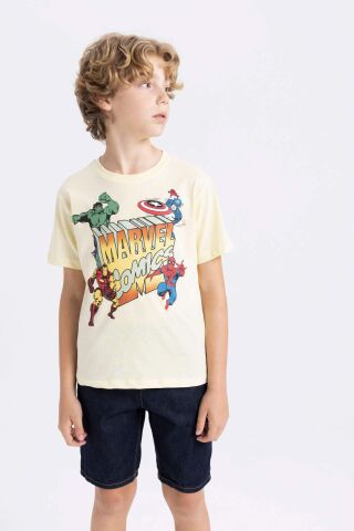 Erkek Çocuk Marvel Comics Bisiklet Yaka Kısa Kollu Tişört