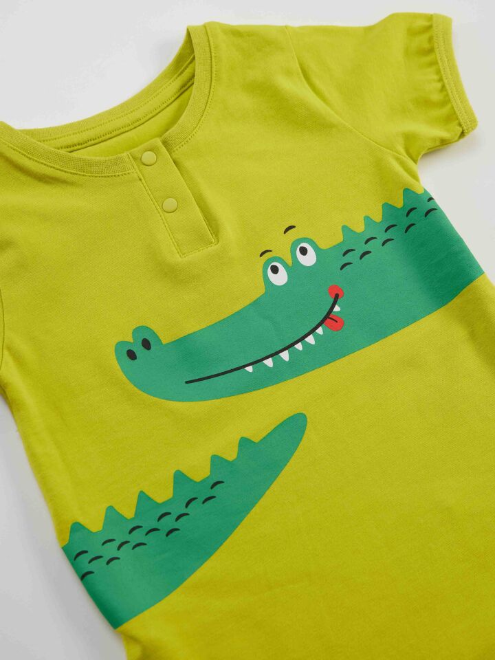 Timsah Erkek Bebek Pamuklu Yazlık Yeşil Tulum 6-12M - Yeşil