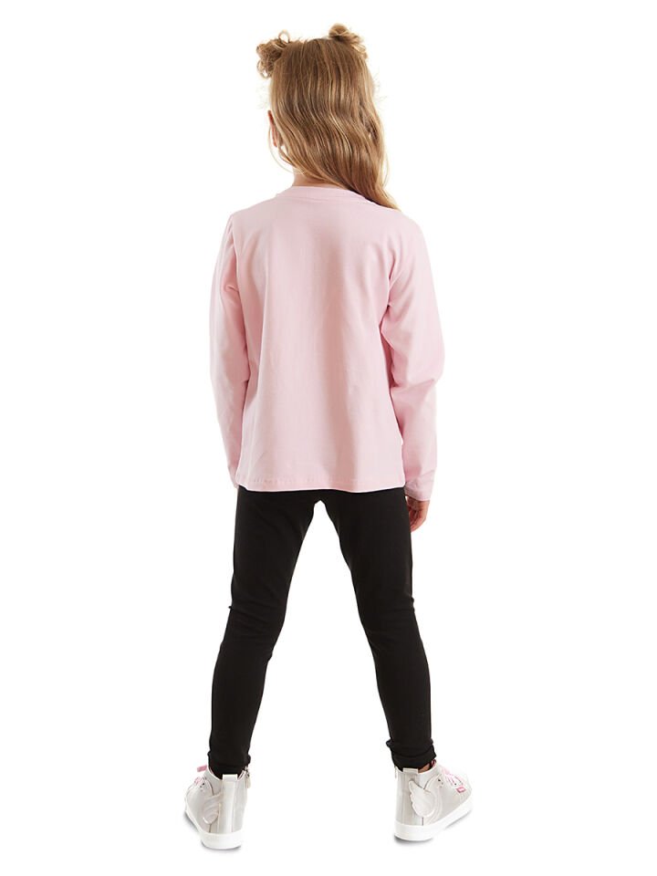 Panda Unicorn Kız Çocuk T-shirt Tayt Takım 4 Y - Pembe, Siyah