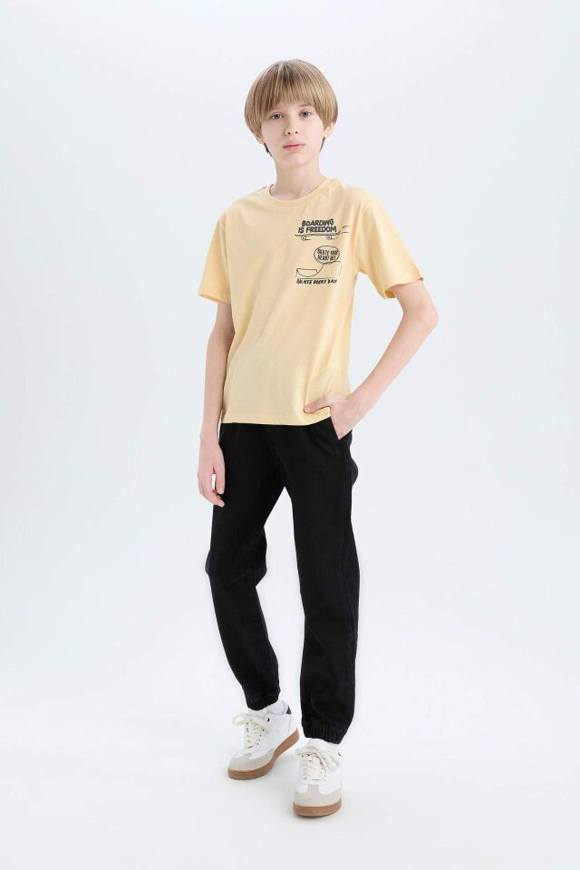 Erkek Çocuk Jogger Fit Esnek Bantlı Paça Jean Pantolon
