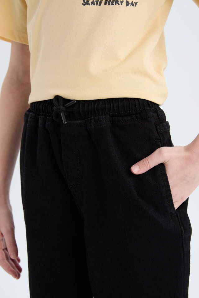 Erkek Çocuk Jogger Fit Esnek Bantlı Paça Jean Pantolon