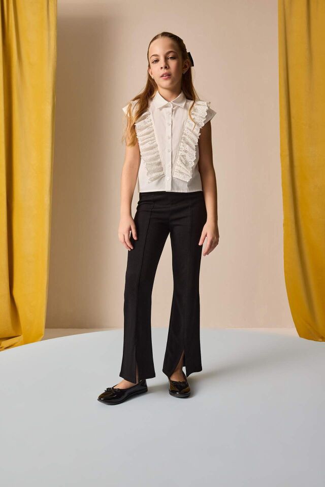 Kız Çocuk Flare Fit Yırtmaçlı Pantolon