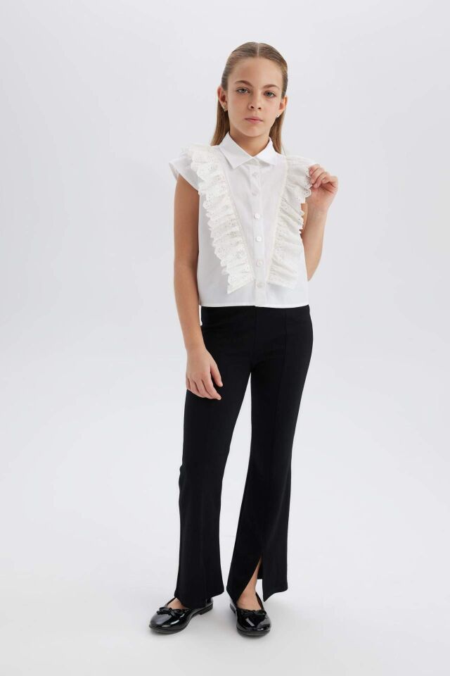 Kız Çocuk Flare Fit Yırtmaçlı Pantolon