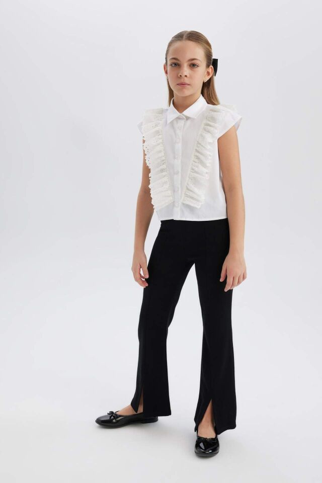 Kız Çocuk Flare Fit Yırtmaçlı Pantolon
