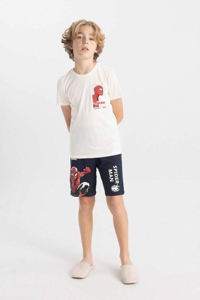Erkek Çocuk Marvel Spiderman Pijama Takımı Kısa Kollu Üst Şort 8/9 Yaş