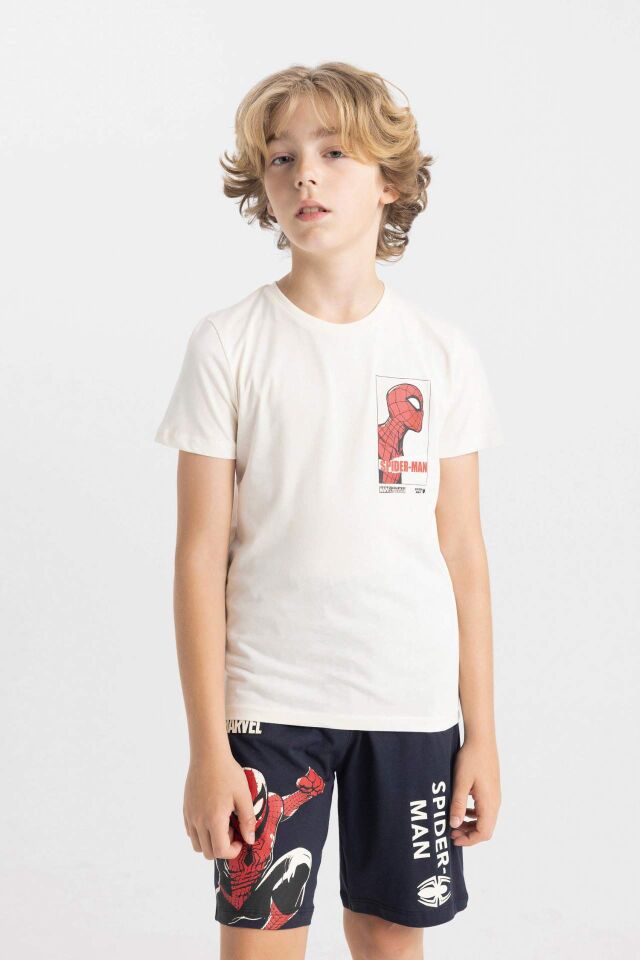 Erkek Çocuk Marvel Spiderman Pijama Takımı Kısa Kollu Üst Şort 8/9 Yaş