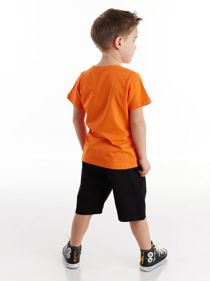 Whatsup Monster Erkek Çocuk T-shirt Şort Takım 4 Y - Turuncu, Siyah