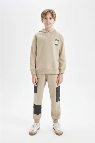 Erkek Çocuk Oversize Geniş Kalıp Sırt Baskılı Kapüşonlu Sweatshirt