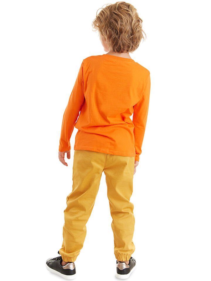 Wild One Erkek Çocuk T-shirt Dokuma Pantolon Takım 7 Y - Turuncu, Hardal