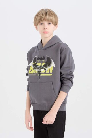 Erkek Çocuk Batman Kapüşonlu Kanguru Cepli Sweatshirt