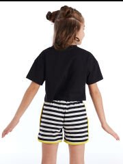 Lolycorn Kız Çocuk Crop Top Şort Takım 5 Y - Beyaz, Siyah