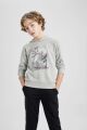 Erkek Çocuk 2'li Takım Kapüşonlu Baskılı Sweatshirt Eşofman Altı