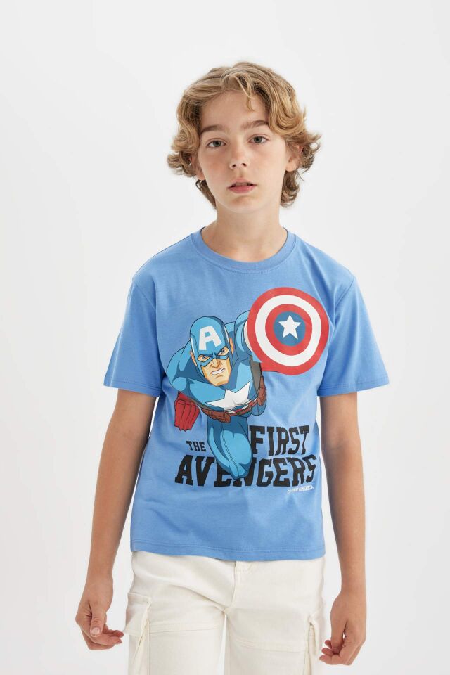 Erkek Çocuk Marvel Avengers Bisiklet Yaka Kısa Kollu Tişört