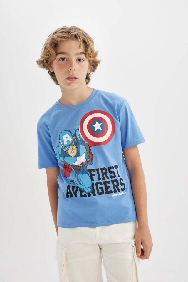 Erkek Çocuk Marvel Avengers Bisiklet Yaka Kısa Kollu Tişört