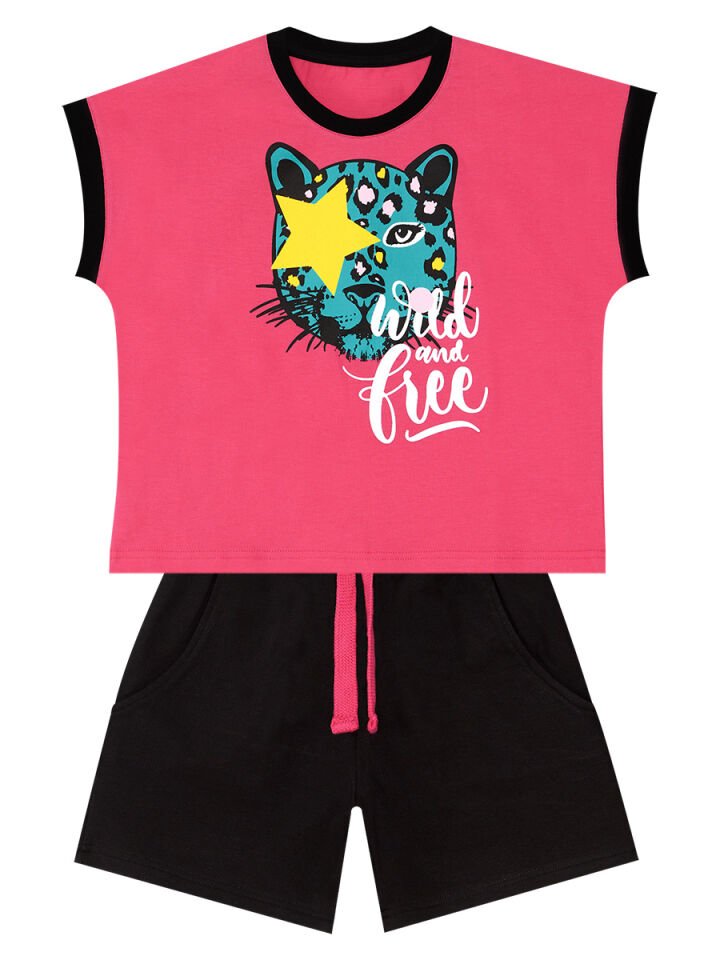 Wild And Free Kız Çocuk T-shirt Şort Takım 5 Y - Pembe