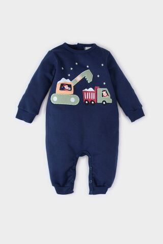 Erkek Bebek Yenidoğan Yılbaşı Temalı Uzun Kollu Tulum