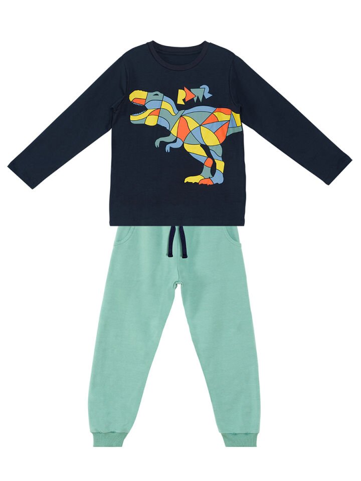 Dinozor Erkek Çocuk T-shirt Pantolon Takım 4 Y - Lacivert