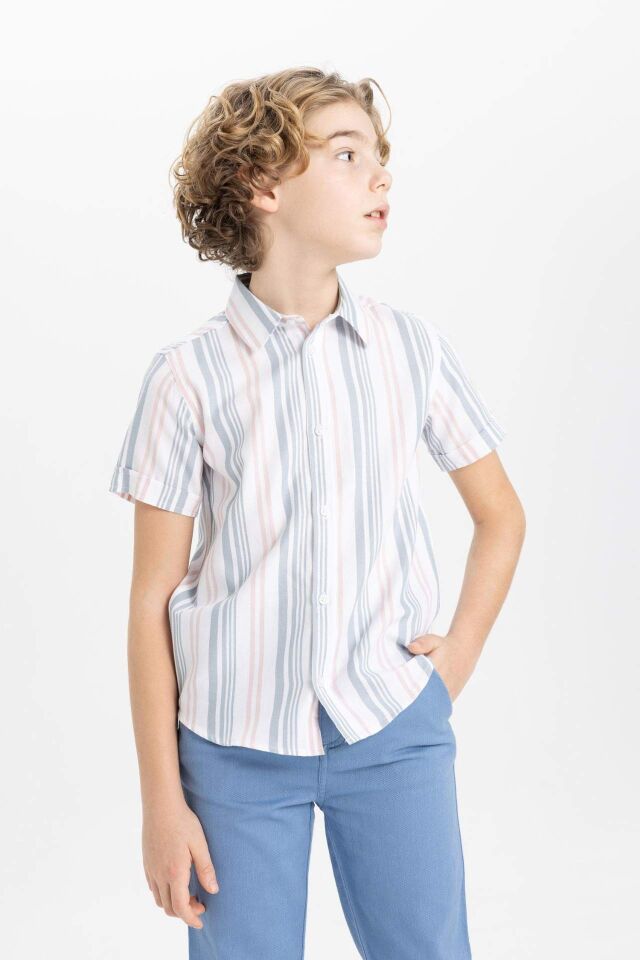 Erkek Çocuk Polo Yaka Twill Kısa Kollu Gömlek
