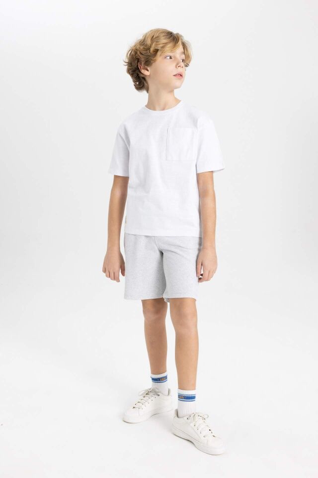Erkek Çocuk Pike Basic Düz Bermuda Şort