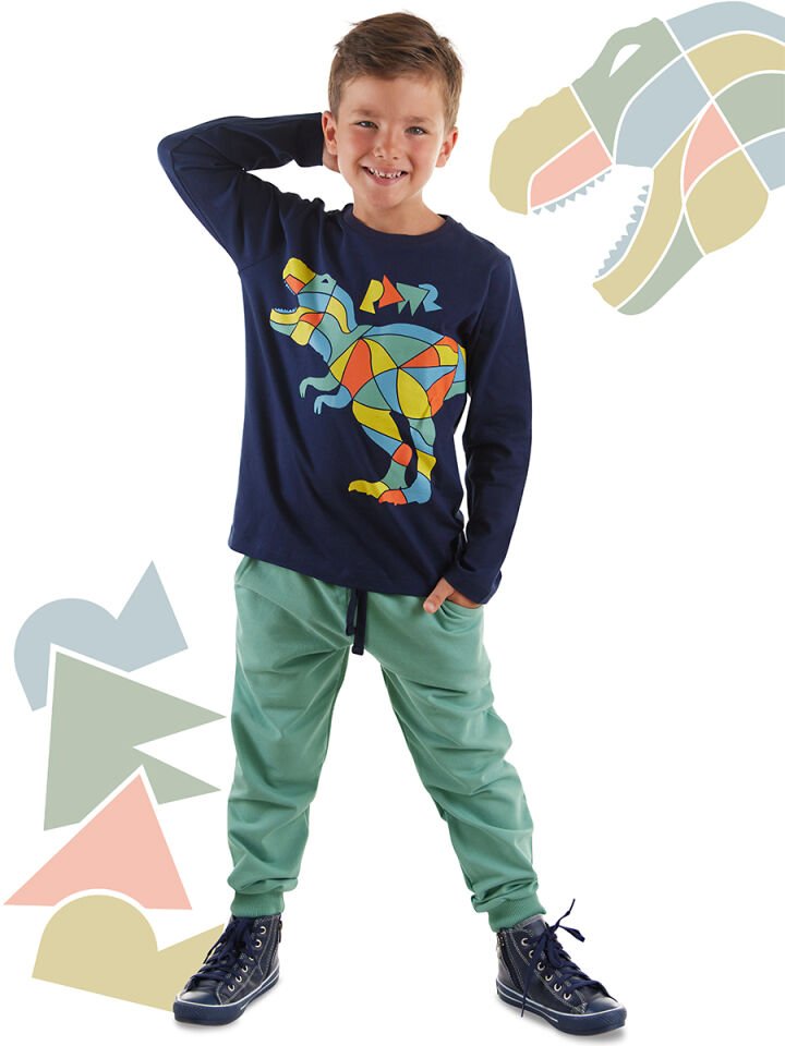 Dinozor Erkek Çocuk T-shirt Pantolon Takım 6 Y - Lacivert