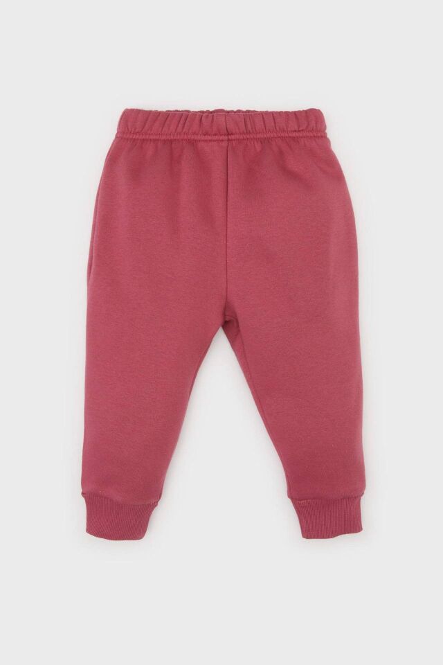 Kız Bebek 2'li Takım Bisiklet Yaka Baskılı Sweatshirt Beli Lastikli Eşofman Altı