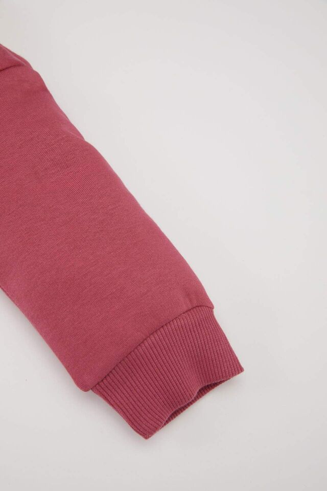 Kız Bebek 2'li Takım Bisiklet Yaka Baskılı Sweatshirt Beli Lastikli Eşofman Altı