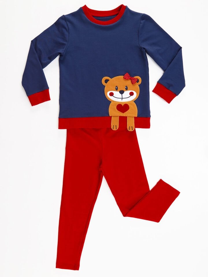 Kolları Sarkan Kız Çocuk Sweatshirt Tayt Takım