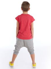 Oyun Zamanı Erkek Çocuk T-shirt Kapri Şort Takım 4 Y - Kırmızı, Gri