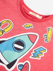 Oyun Zamanı Erkek Çocuk T-shirt Kapri Şort Takım 4 Y - Kırmızı, Gri
