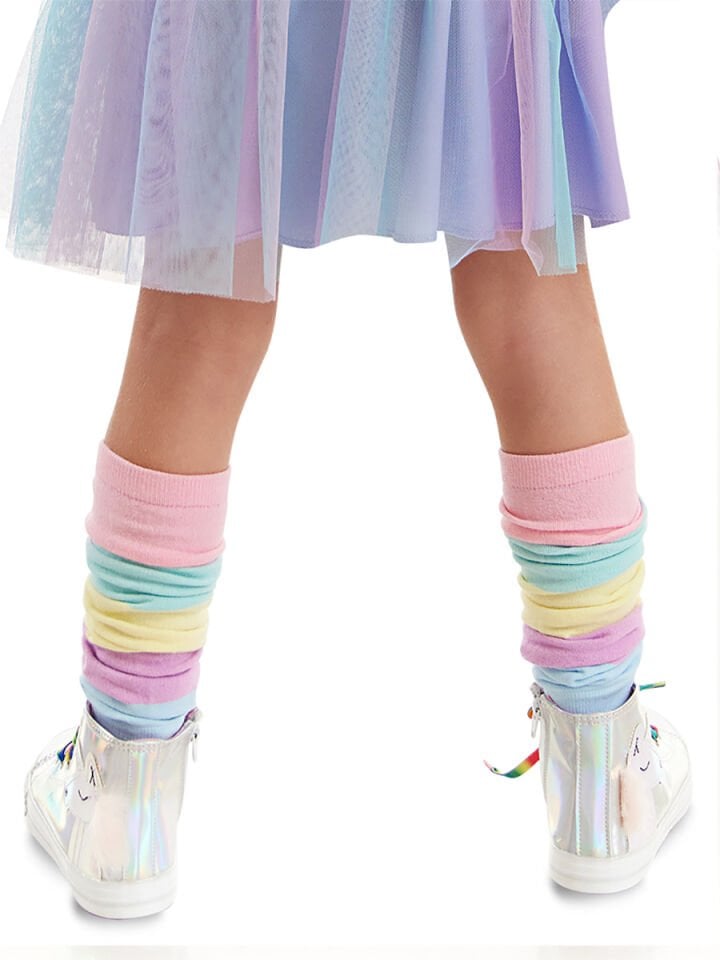 Pembe Mavi Çizgili Kız Çocuk Tozluk